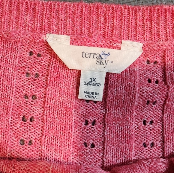 Terra & Sky Women's(3X) Pink Boatneck Sweater - Picture 3 of 3
